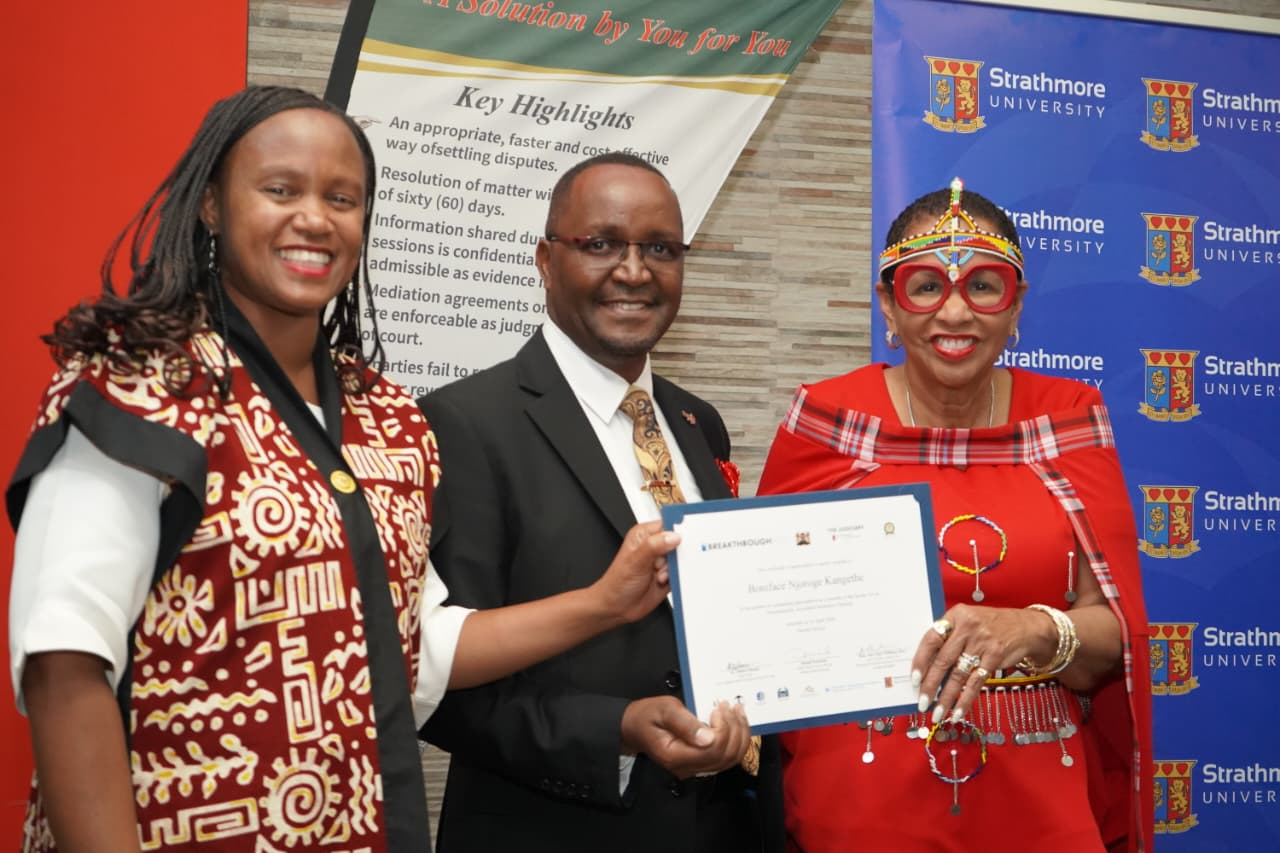 Certificate presentation at Strathmore University